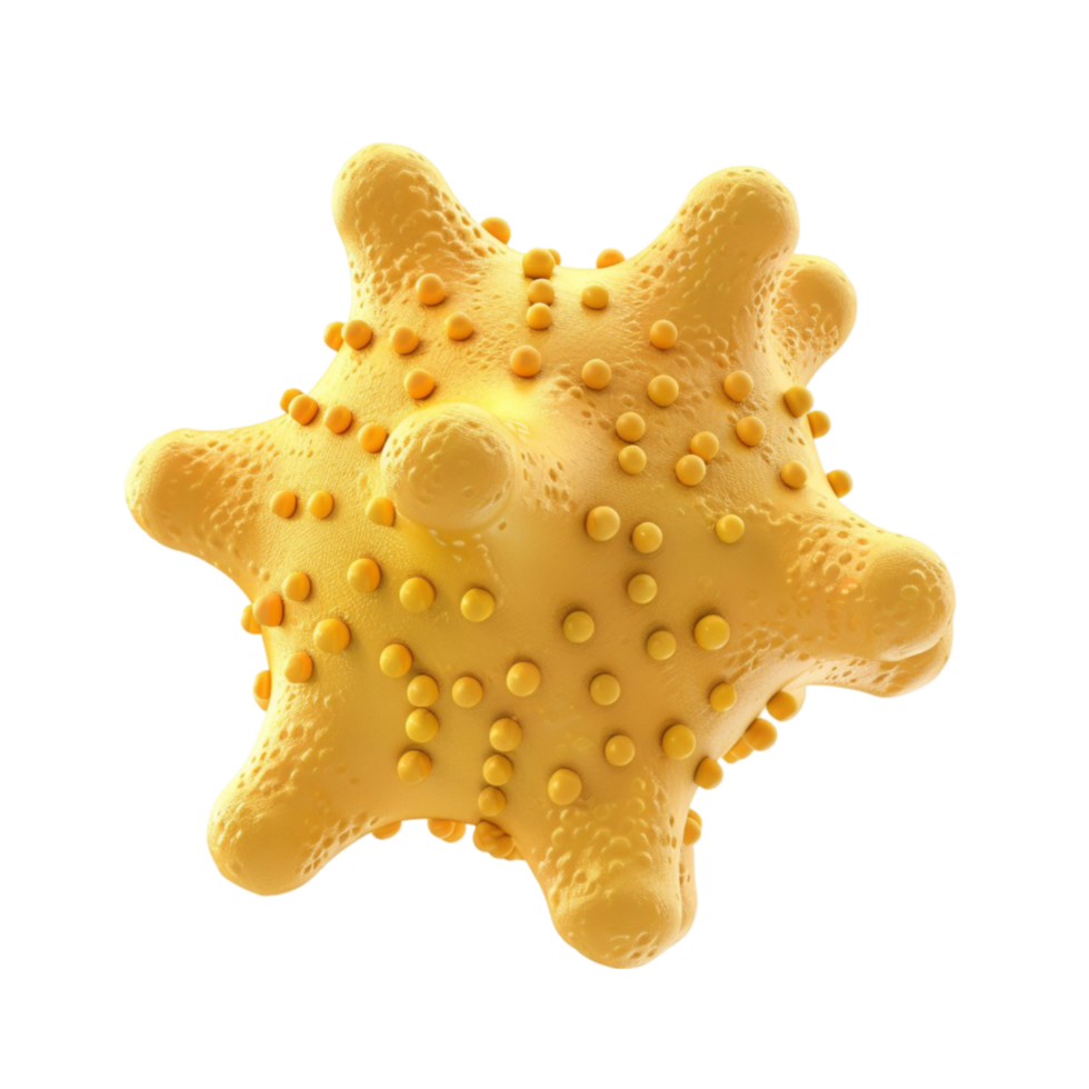 Yellow Virus on Transparent Background AI-Generative png