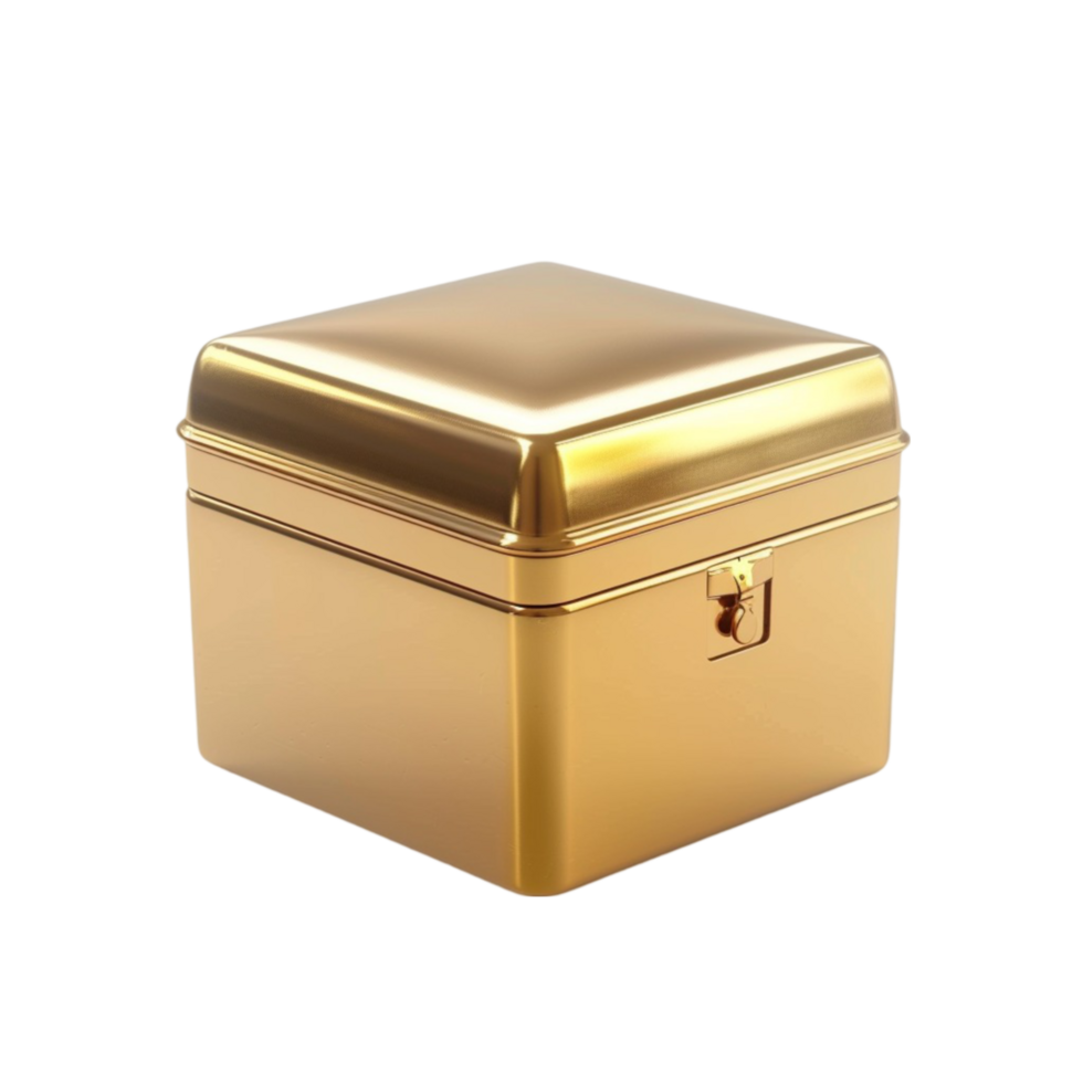 Metal Gold Container Box AI-Generative png