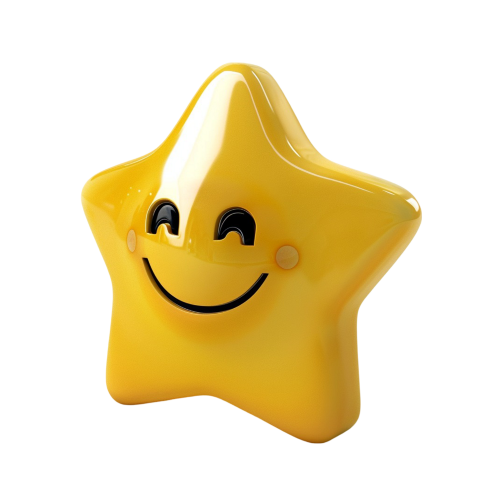 Smiley Face Cartoon Star on Transparent Background AI-Generative png