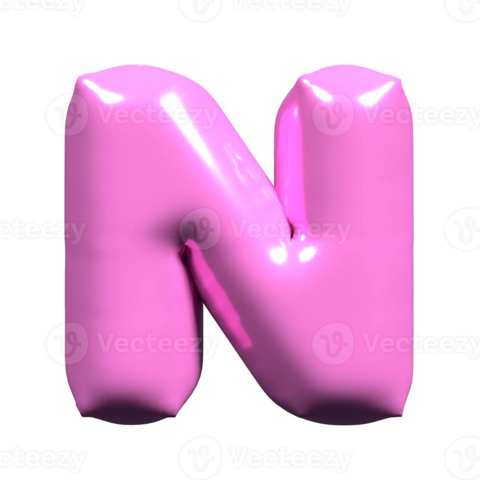 3D Balloon Letter N Pink png