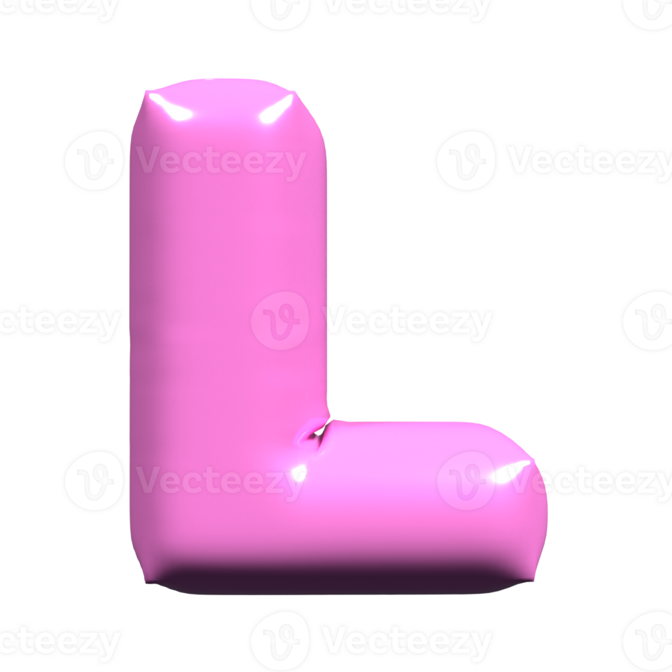 3D Balloon Letter L Pink png