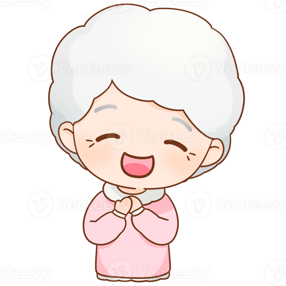 Senior older woman Thank you emotion and smiling face png