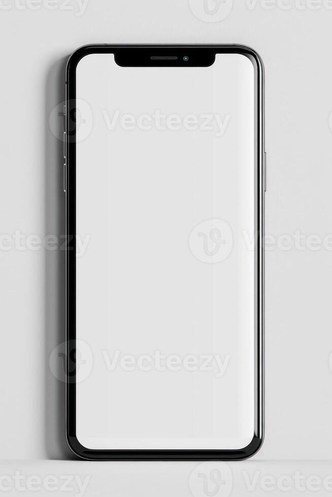 an iphone is lying on its side with a blank screen, photo