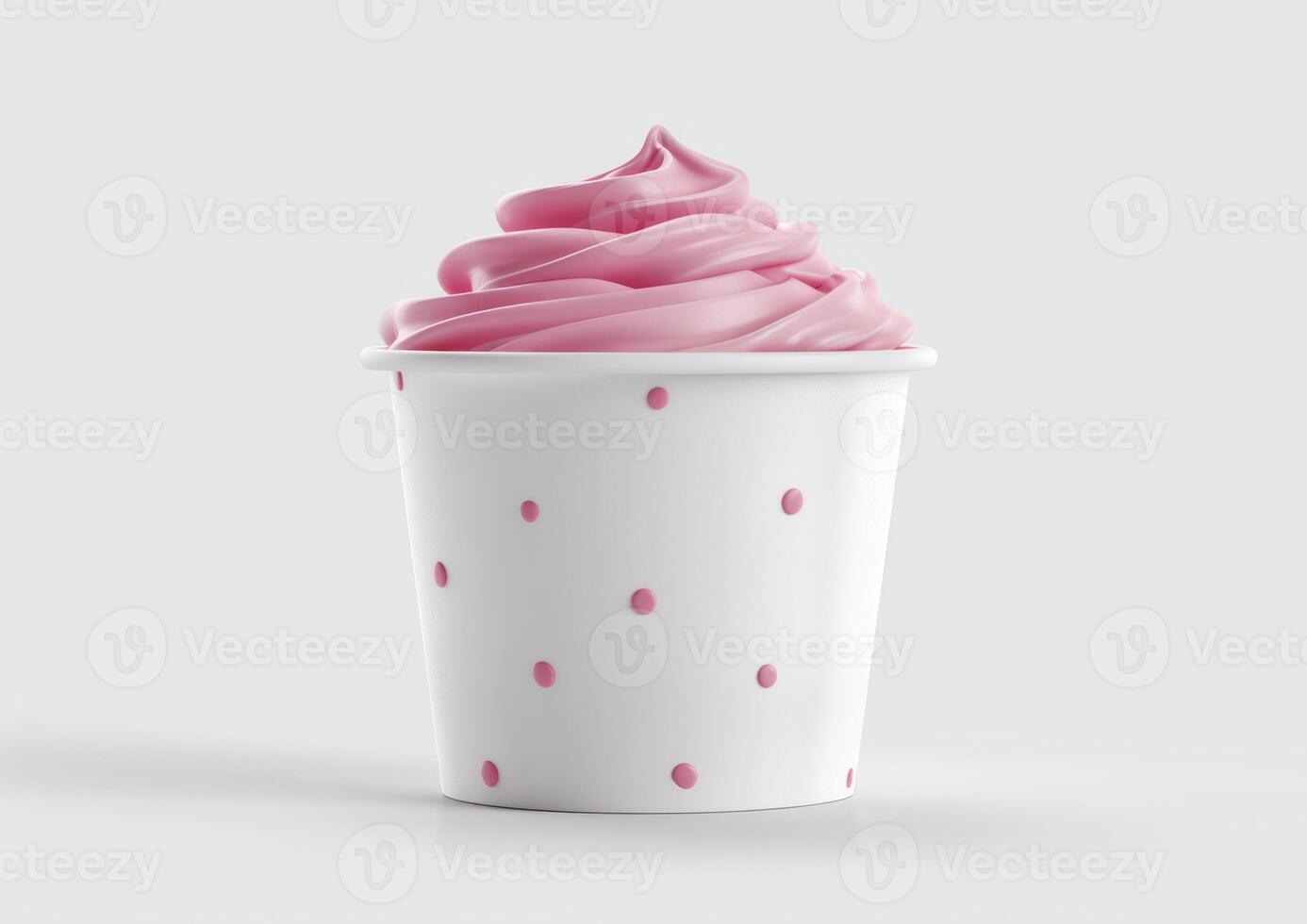 a pink cup with a frosted topping on it, photo