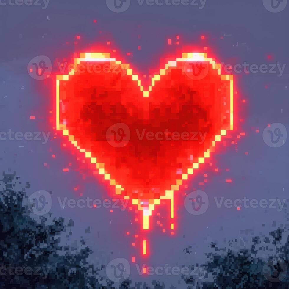 red heart with spray dripping down over it, photo