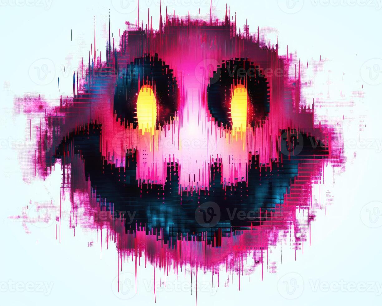 a colorful face that looks like an evil face, photo