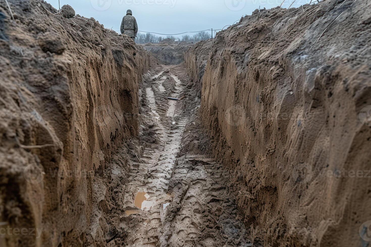 some dirt with tracks in it next to rocks, photo