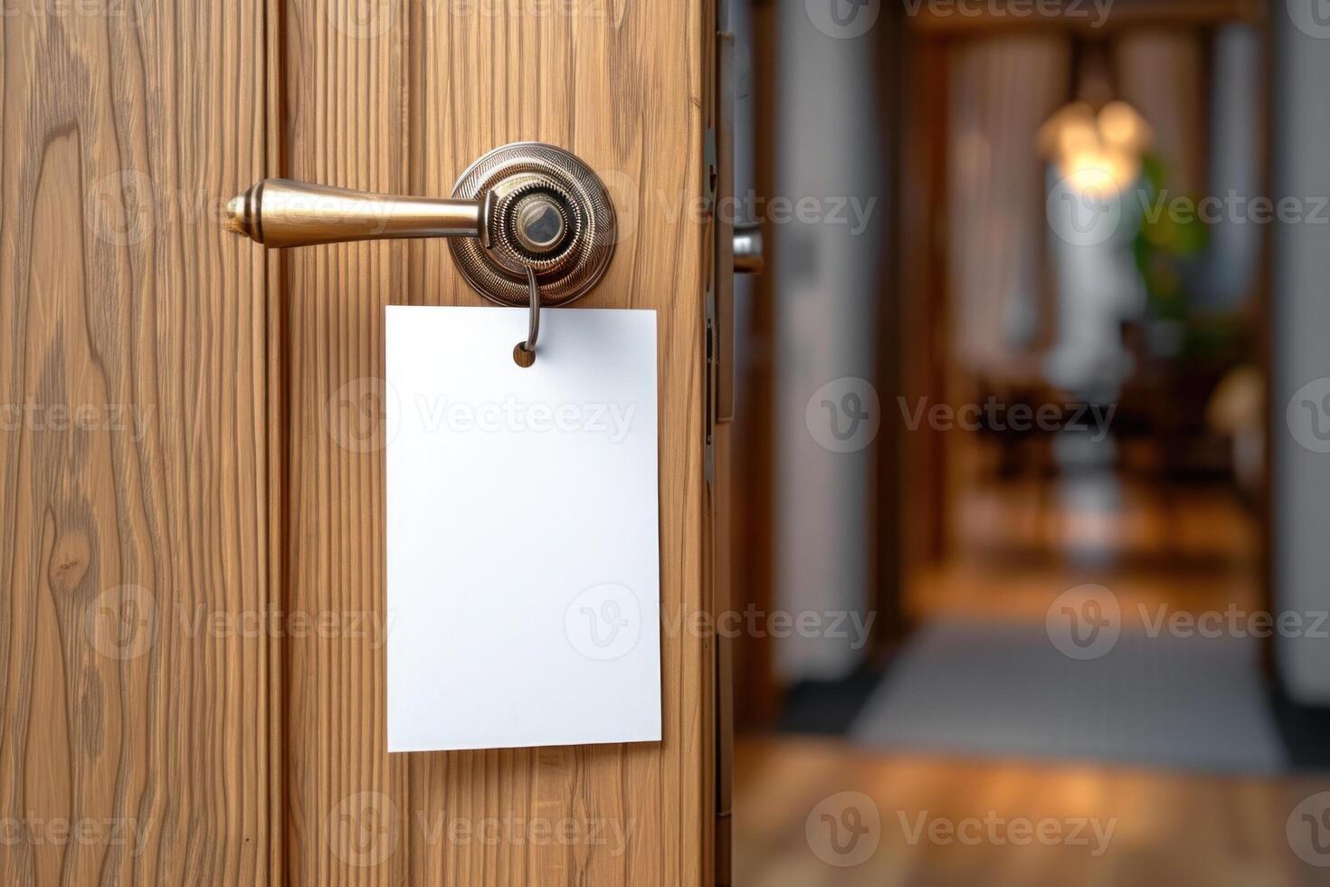 a wood door with an empty paper pinned to it, photo