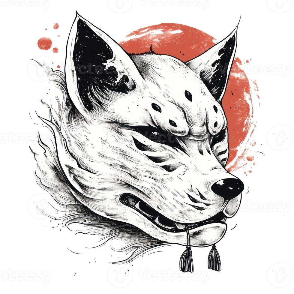 an image of wolf head with blood drips, photo