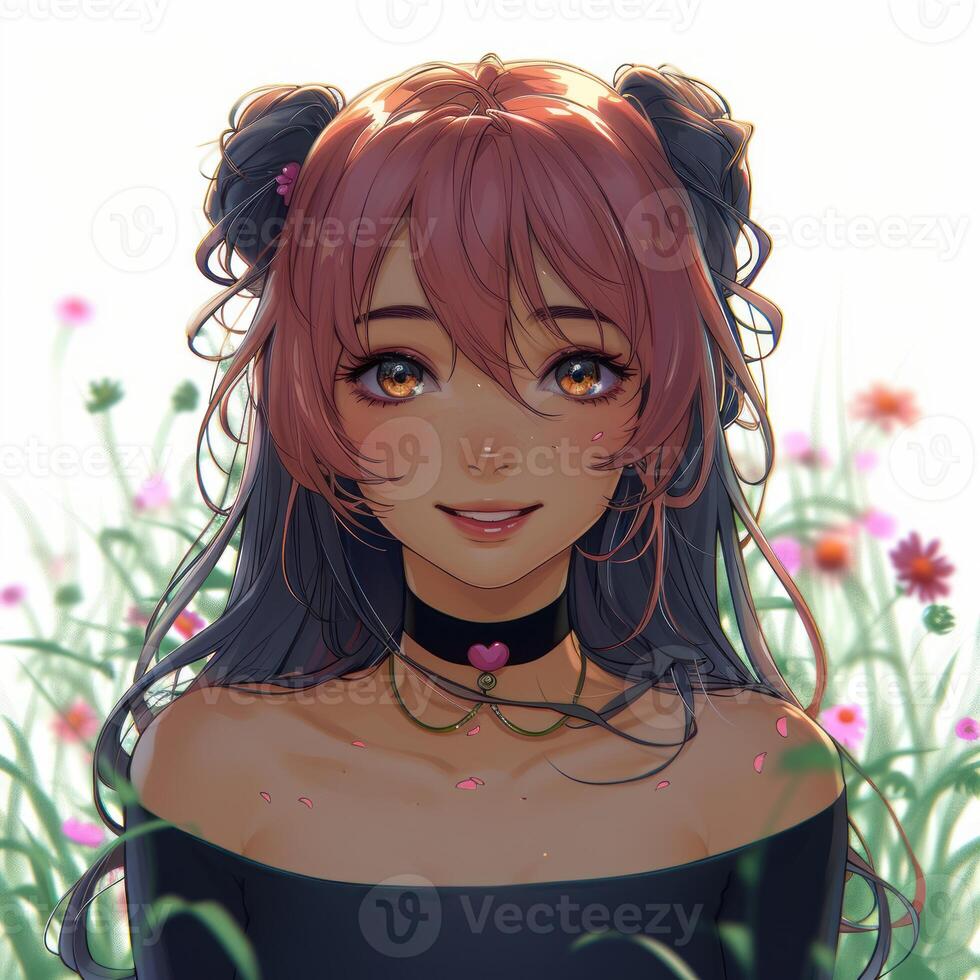 an anime image with big natural eyes, photo