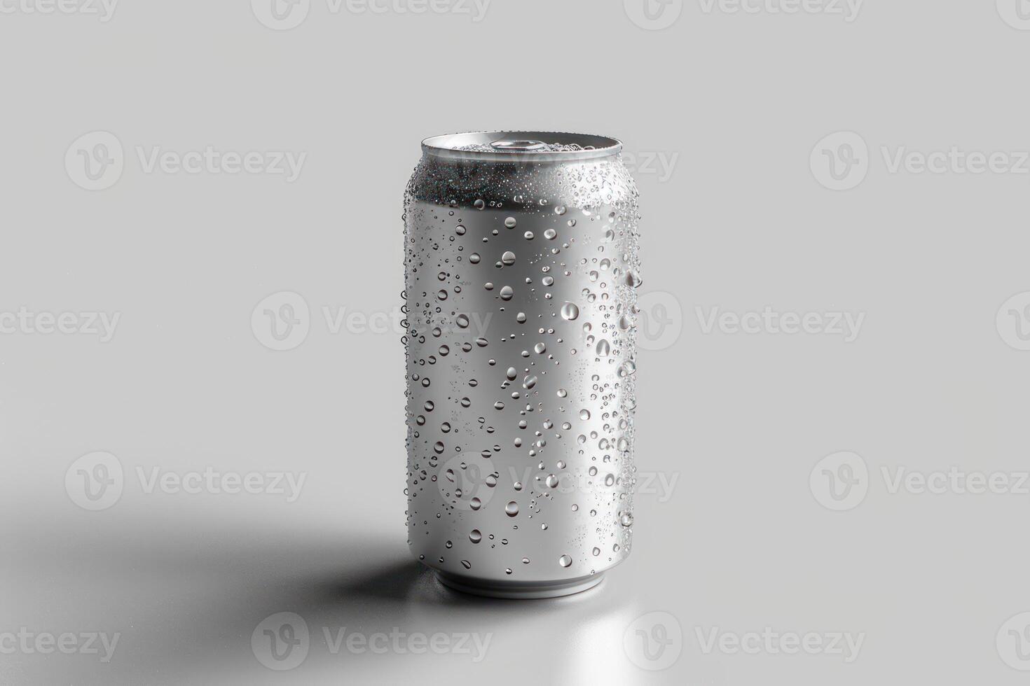 this can has water droplets all around it, photo