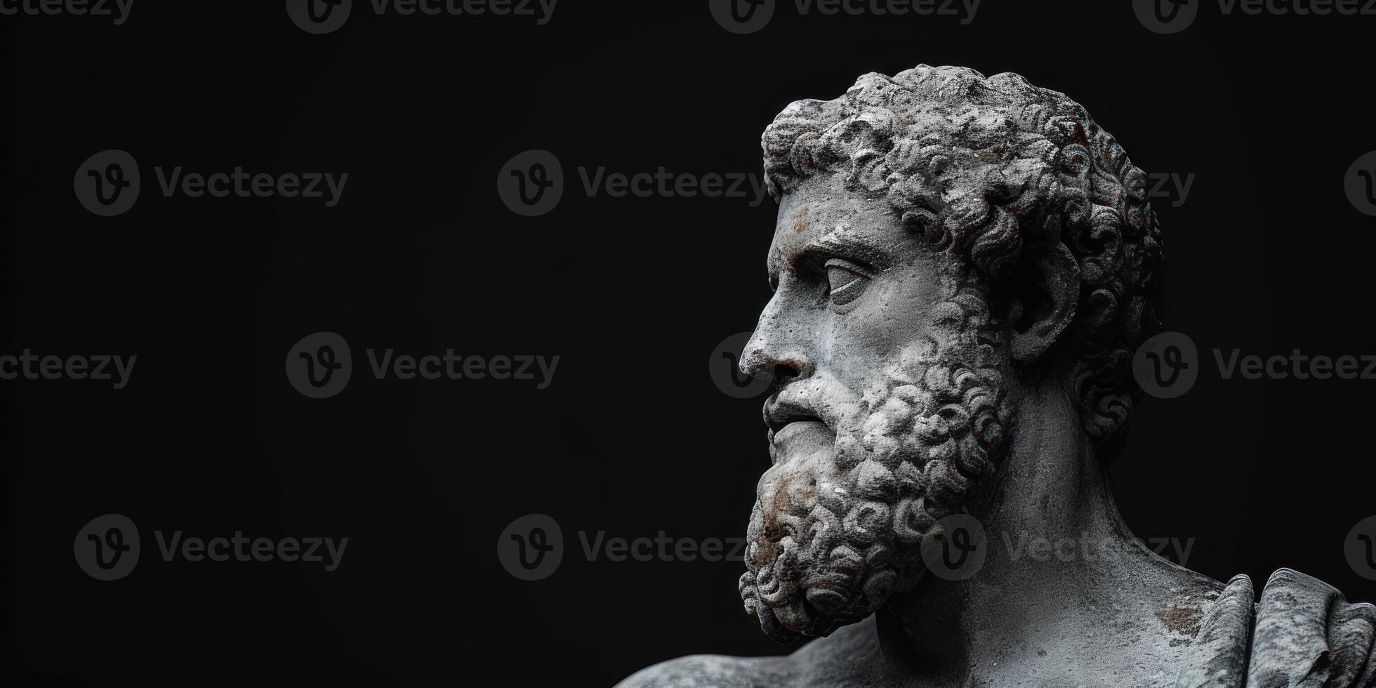an ancient statue of the greek god juno looking towards his right, photo