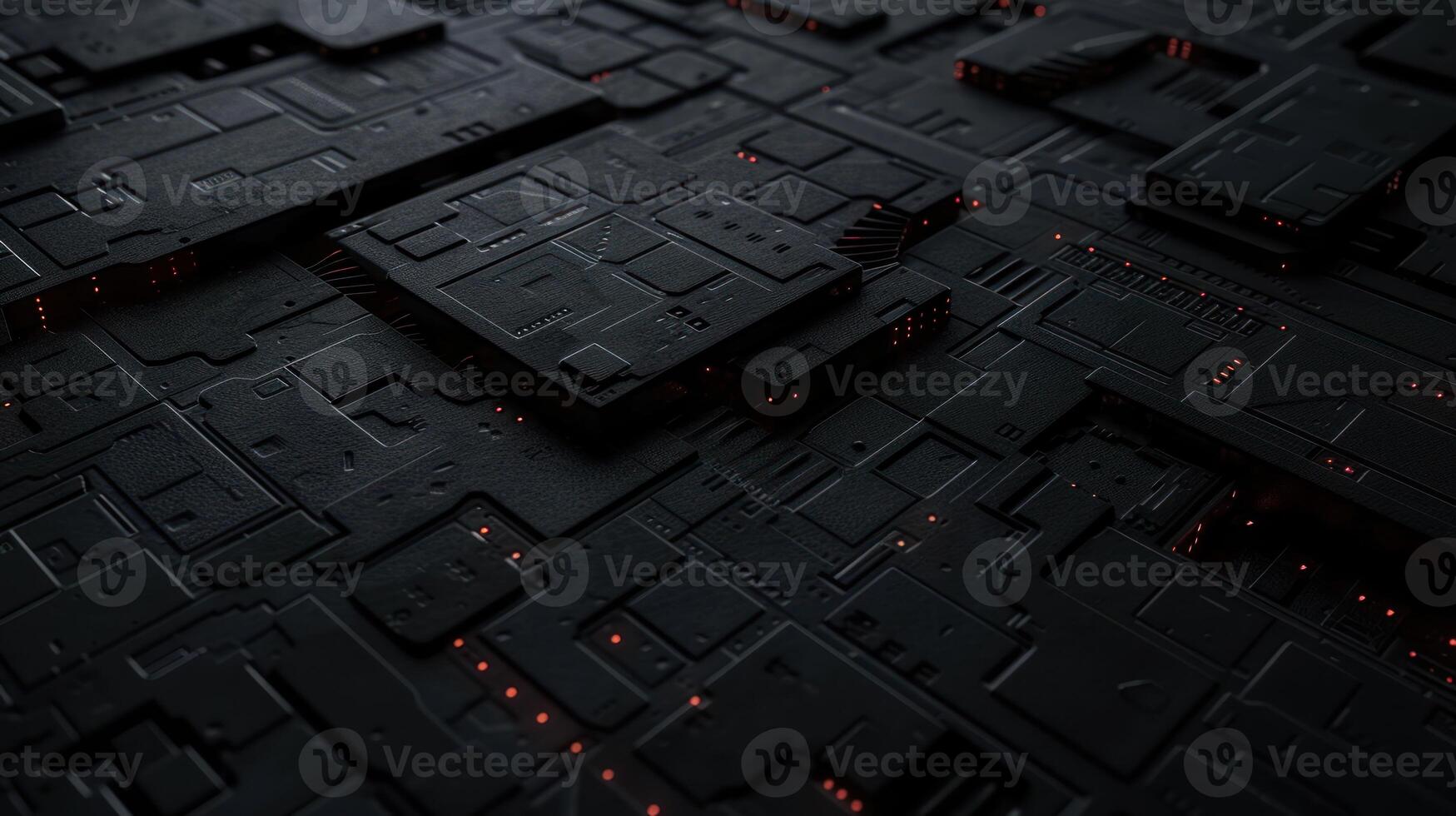 3d dark digital cyber futuristic city with some sort of industrial structure, photo