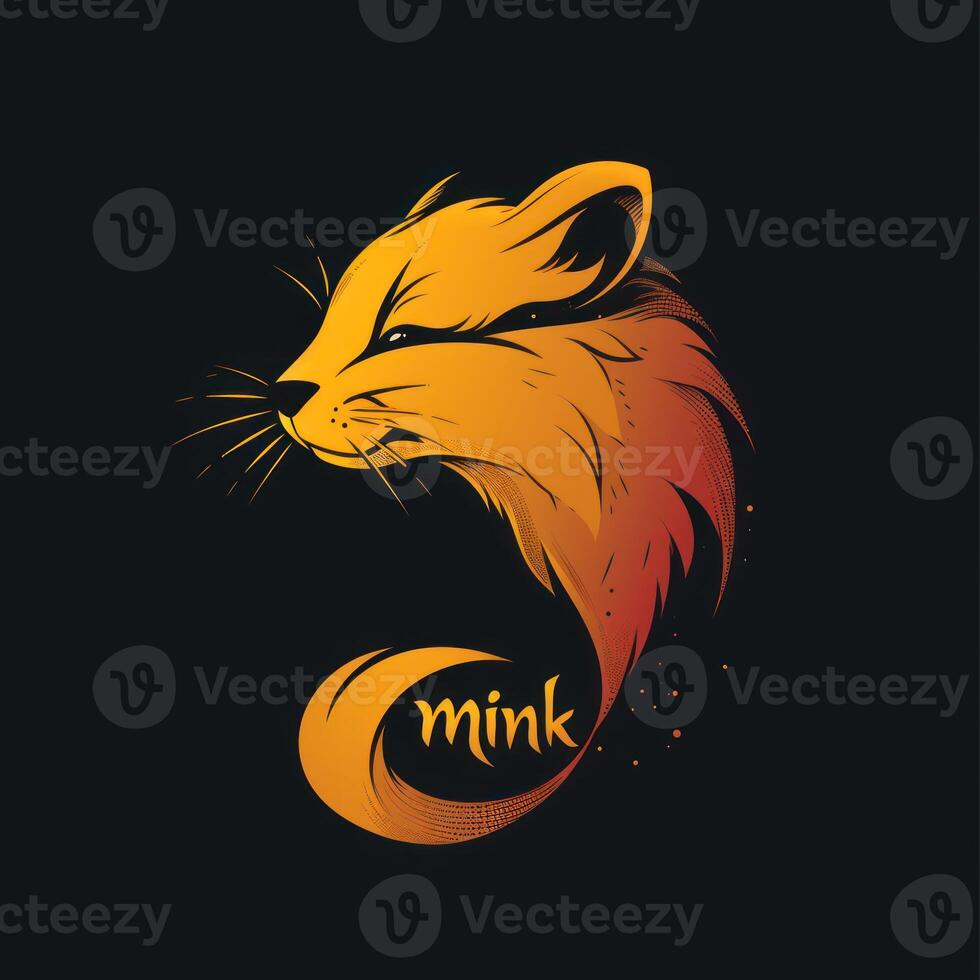 an illustration of a fox head on a black background, photo