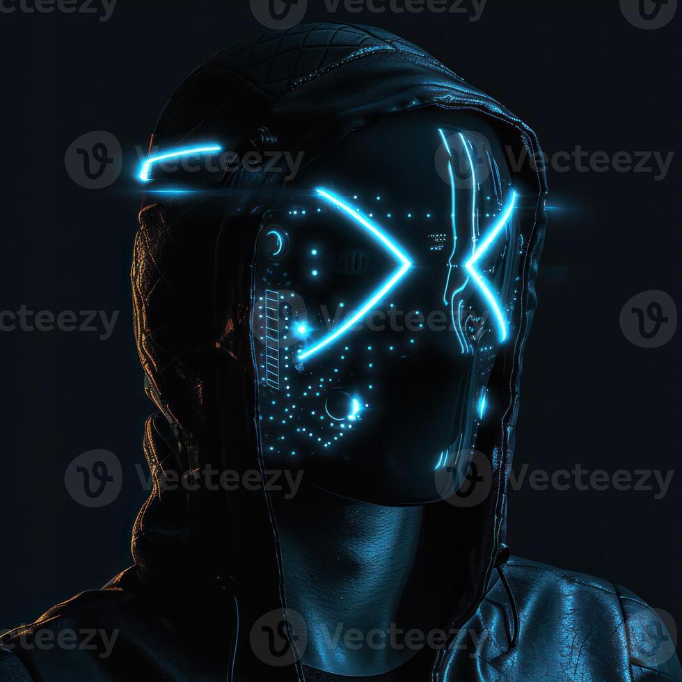 a person with something glowing on their face, photo