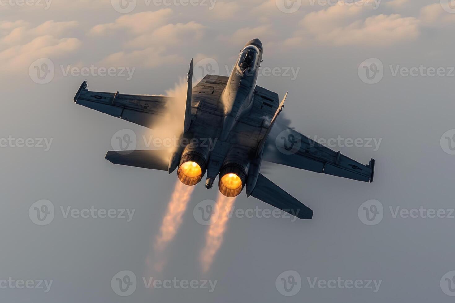 an airplane taking off with smoke escaping though it, photo