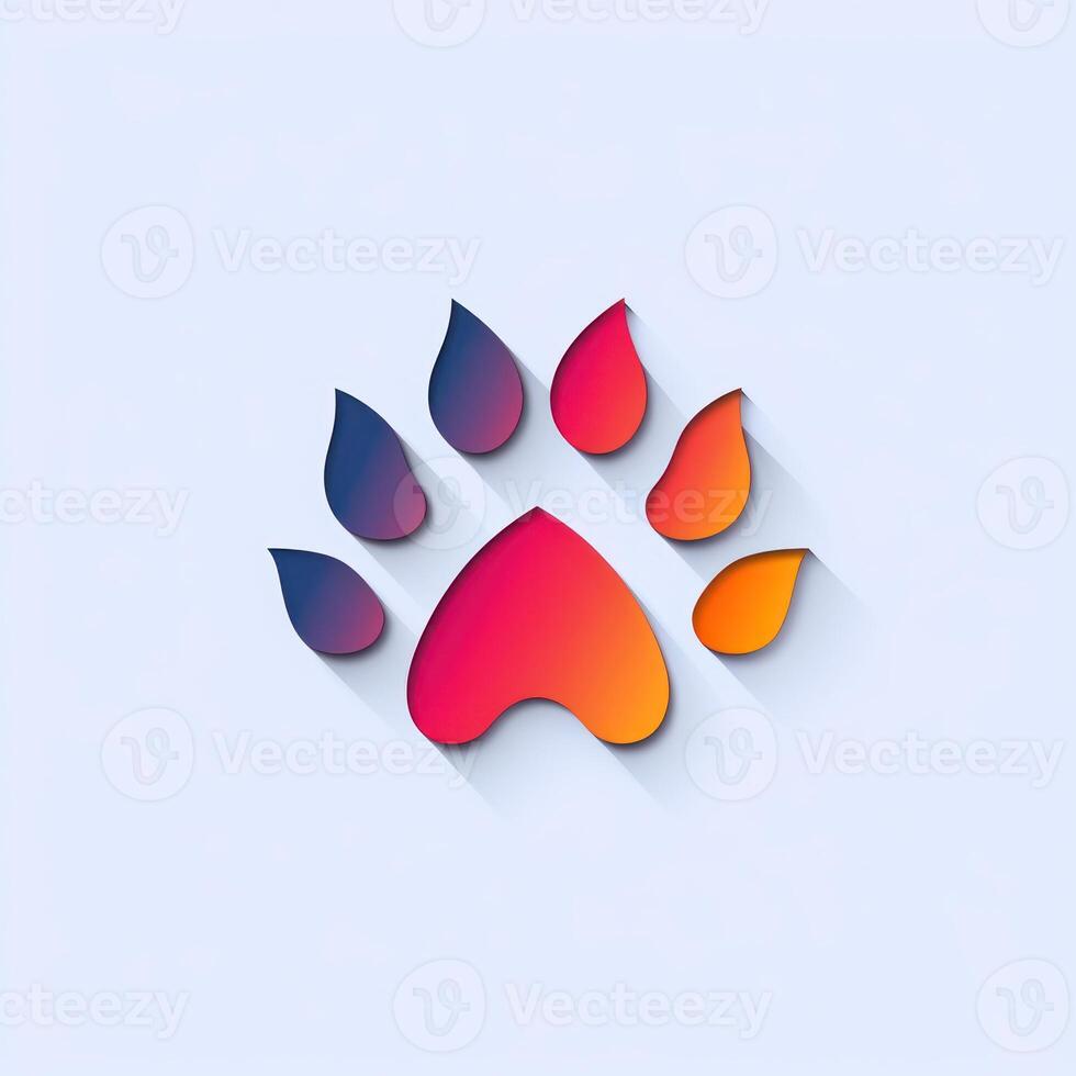 an image of a colorful cat paw print, photo