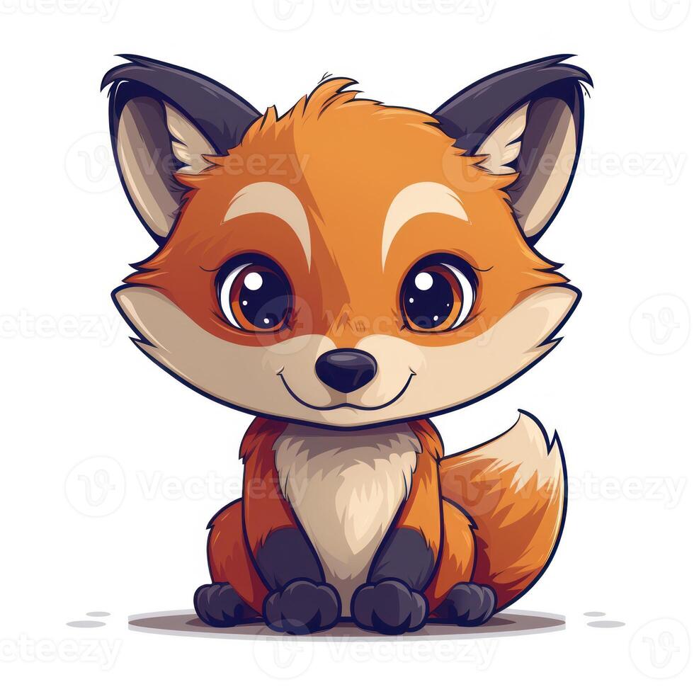 a cartoon fox sitting down on the ground, photo