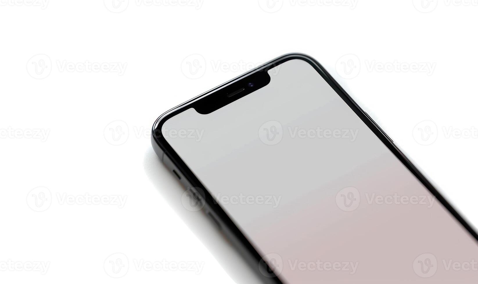 iphone x facing with no screen sitting on a white surface, photo