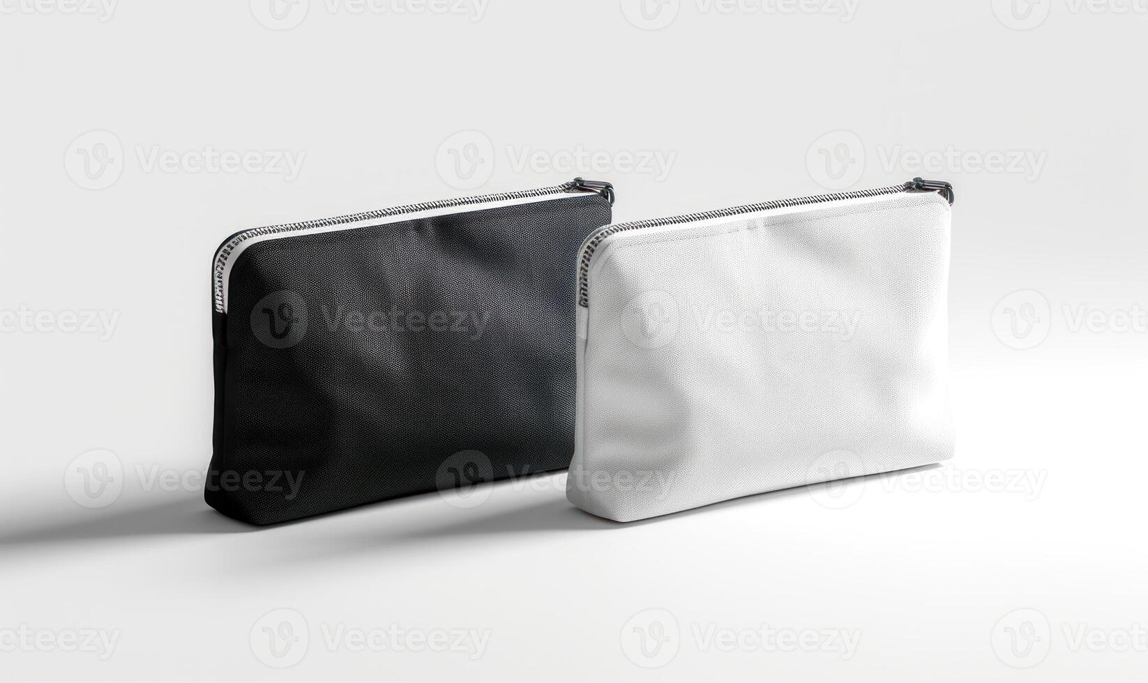 black and white pouch for storage on a table, photo