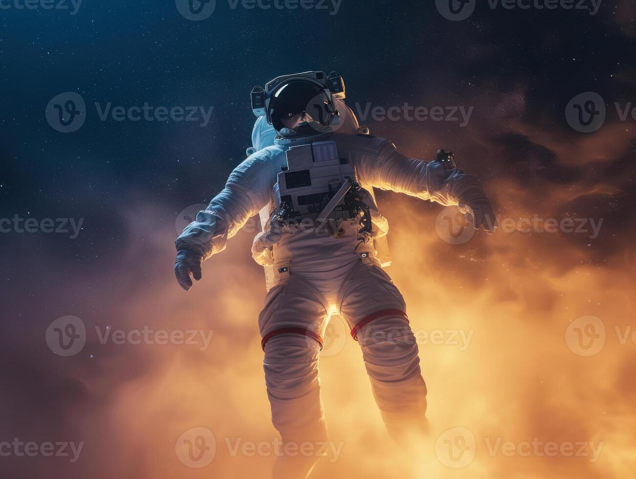the astronaut is standing on his legs in the sun, photo
