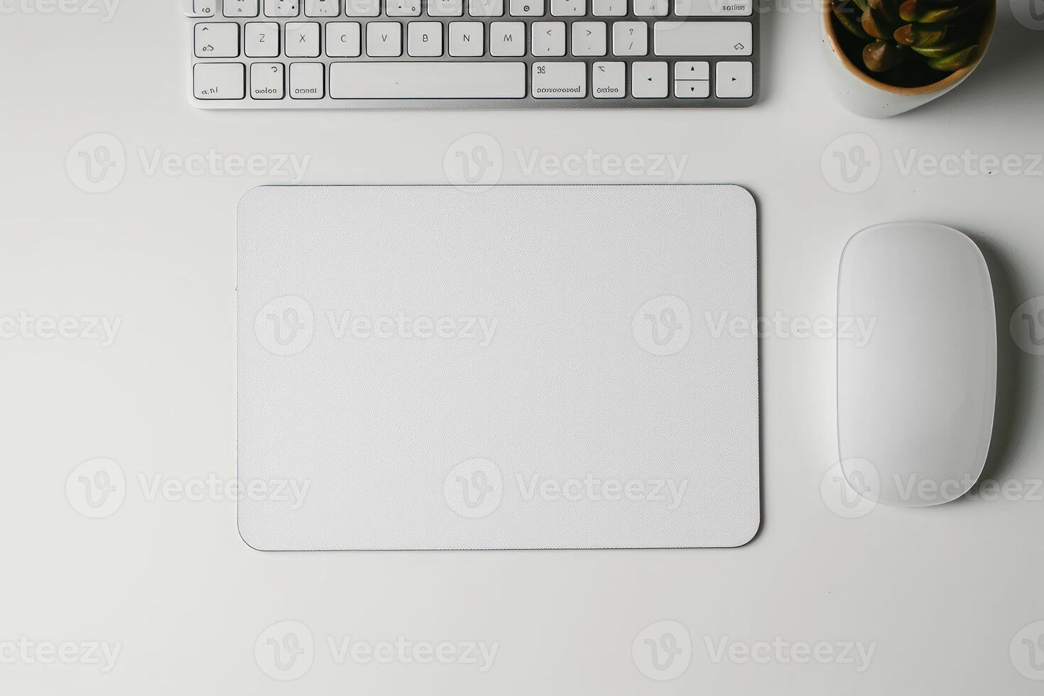 apple mouse with white blank note pad beside, photo