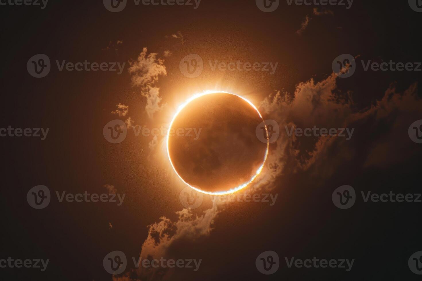 the eclipse of the sun in the dark sky, photo