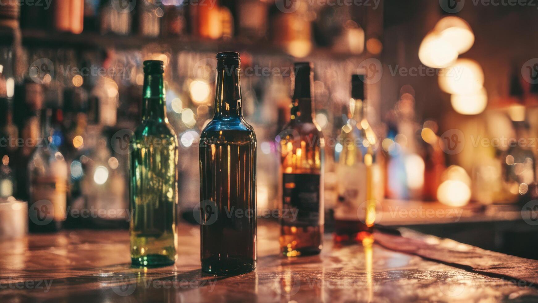bottles sitting on a ledge with lots of light streaming up, photo