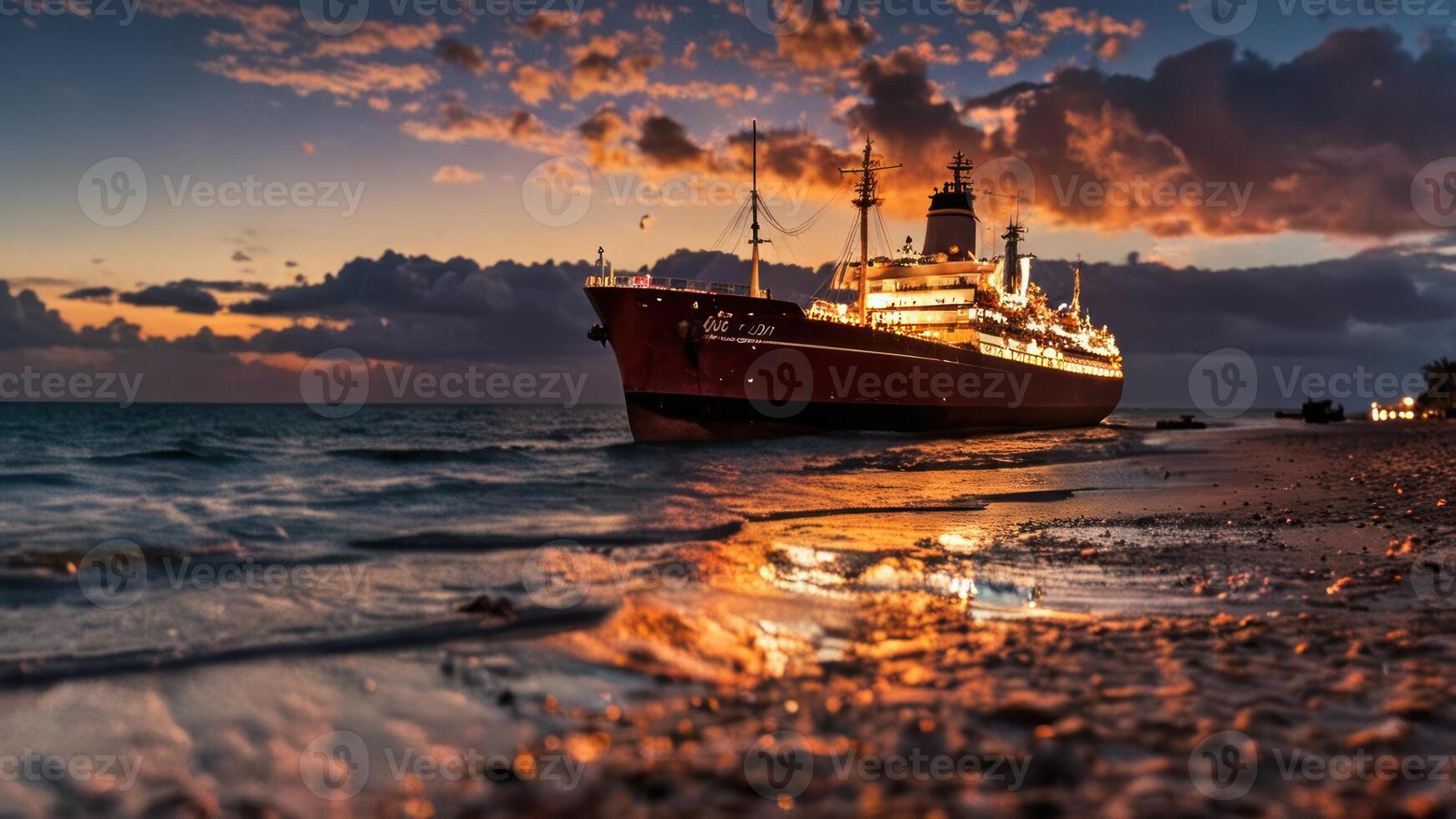 there is a very big ship in the water, photo