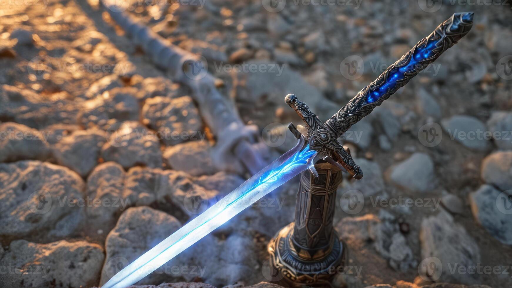 this is an image like a sword in a stone yard, photo