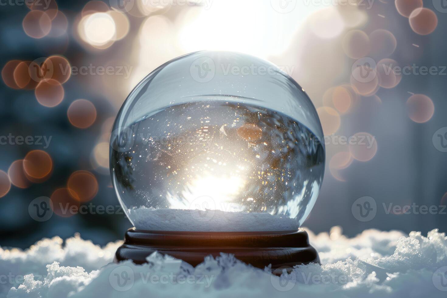 the snowball is empty in front of the trees, photo