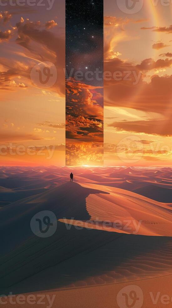 a surreal image with the sky in a rectangle, photo