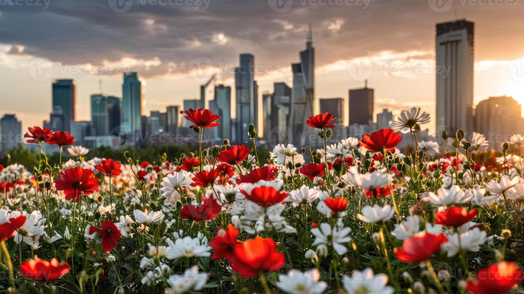 there is a very pretty city skyline in the background, photo