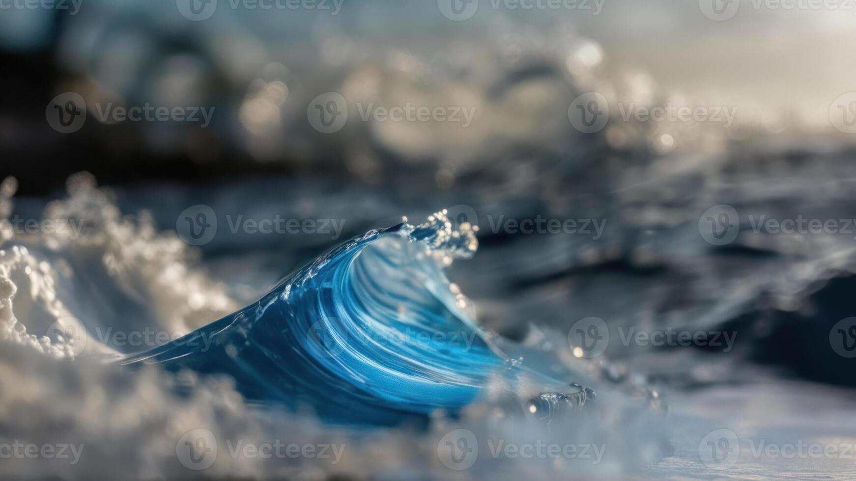 blue ocean waves rolling and foaming in the sunlight, photo