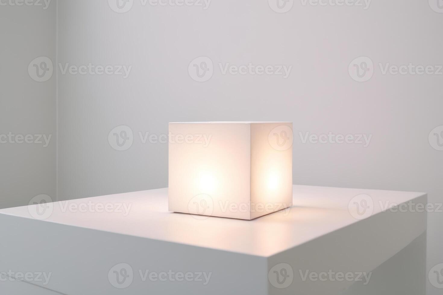there are two cube shaped lights on a white surface, photo