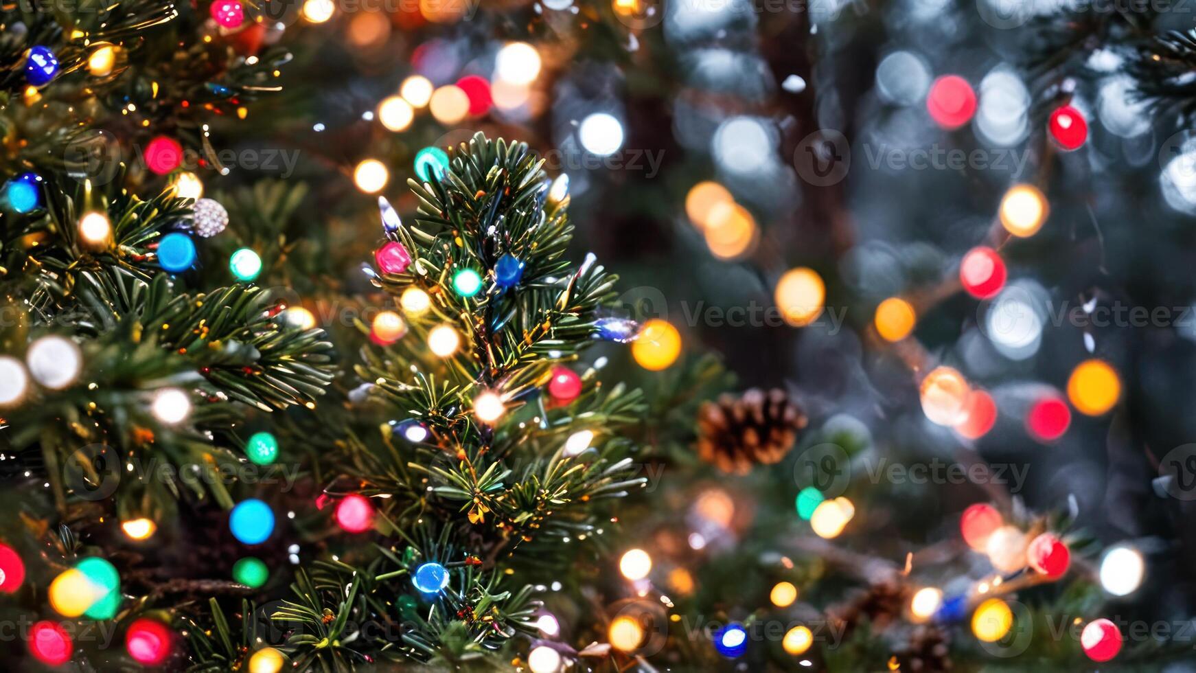 all the lights on the christmas tree are so colorful, photo