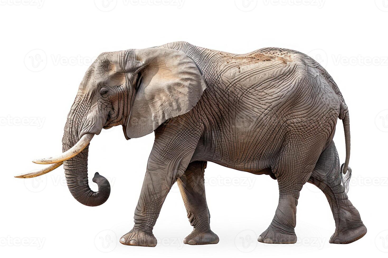 an elephant is walking with his trunk extended, photo