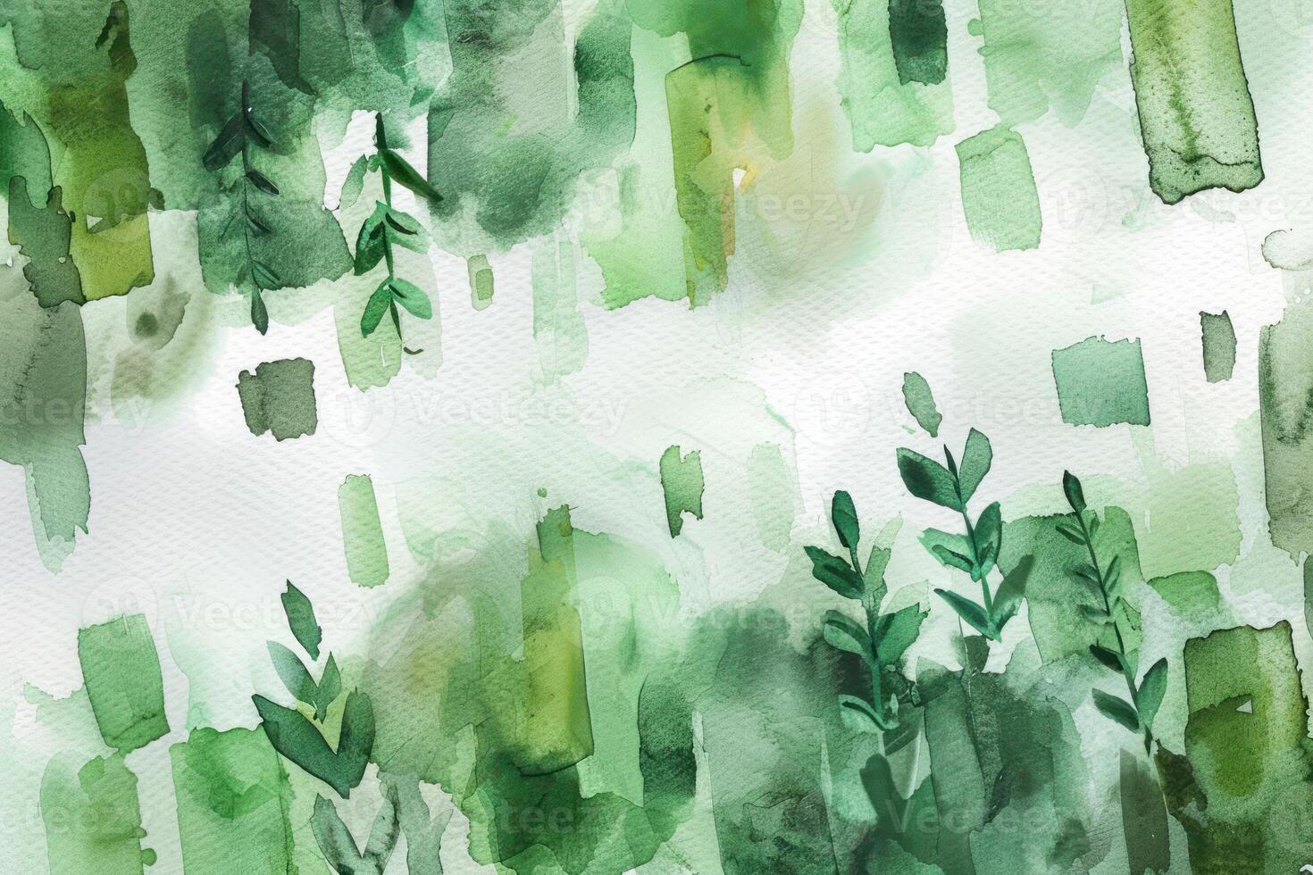abstract watercolor painting, made in greens, photo