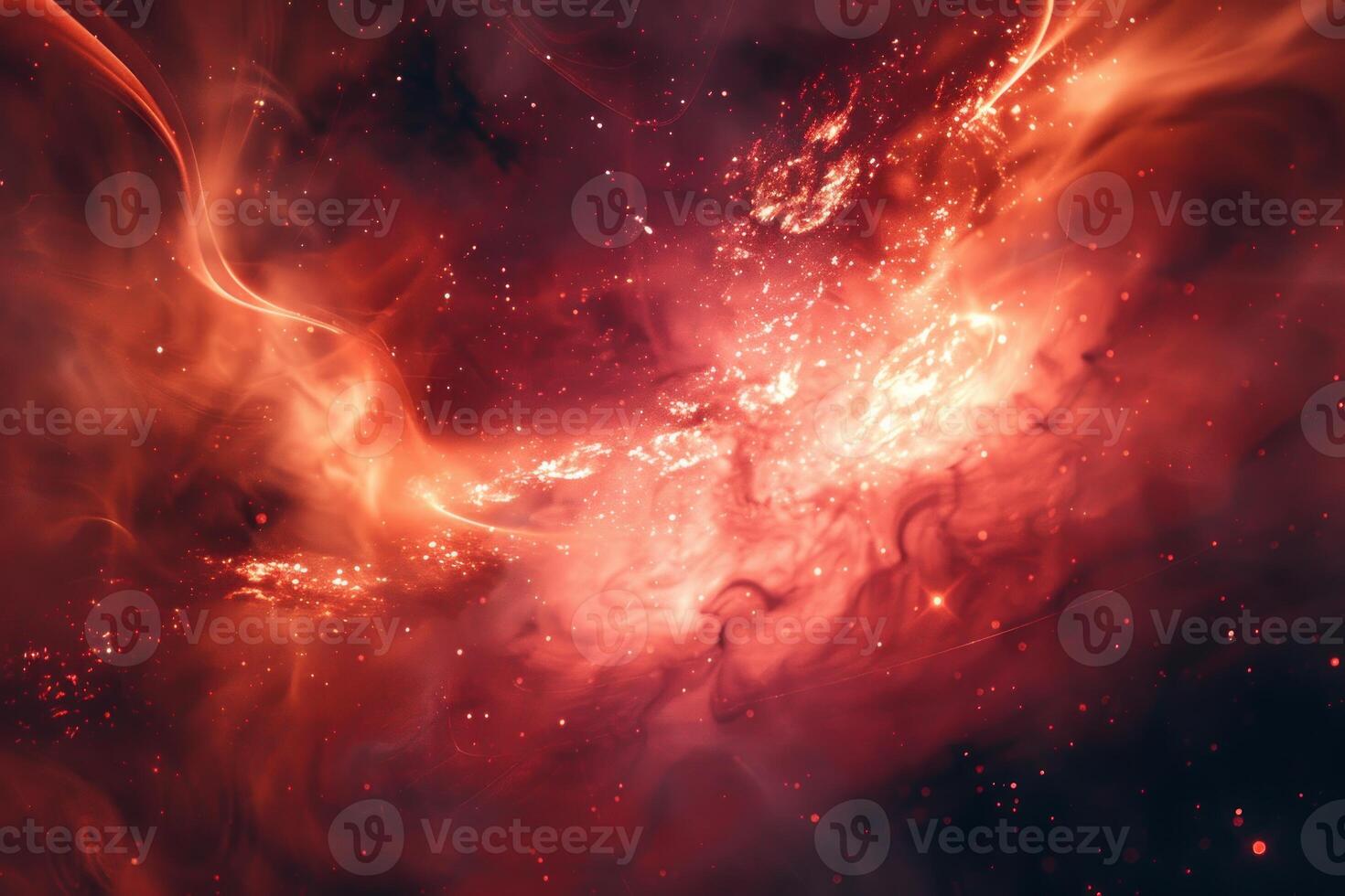 a red star swirl and smokes flying through space, photo
