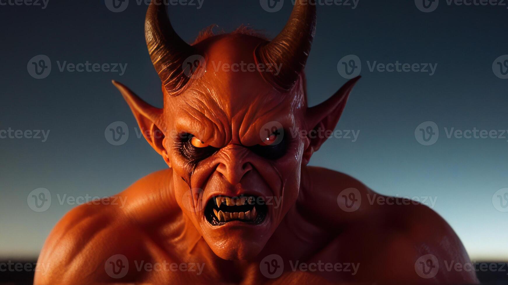 an elaborate looking demon model sitting on the ground, photo