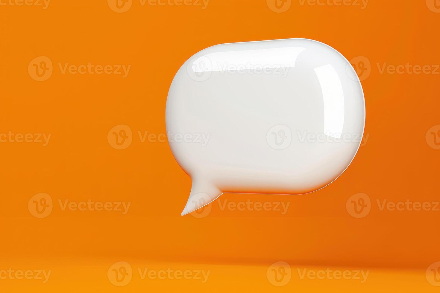 an empty speech bubble on orange background with copy space, photo