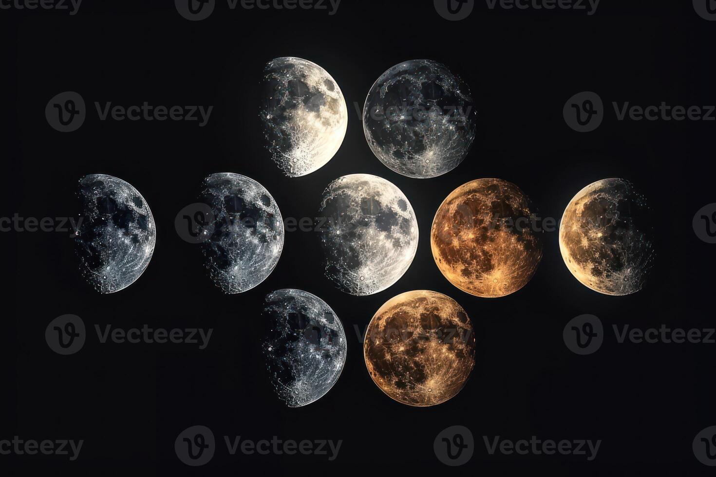 a circle made of many phases on a black background, photo