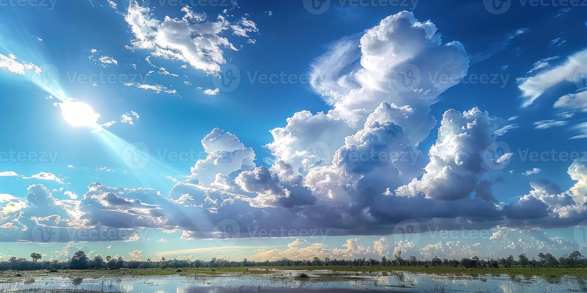 the sun is shining through clouds over some water, photo