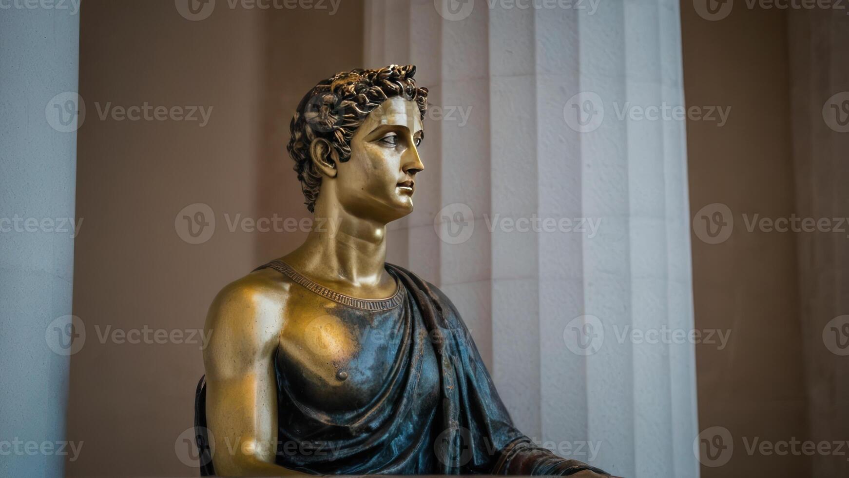 statue inside a museum sitting on a table, photo