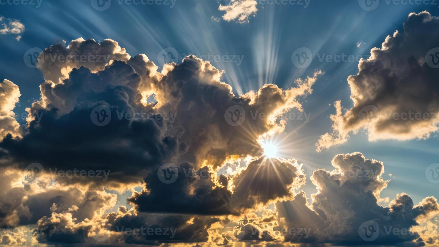 clouds in the sun shining through the sky, photo