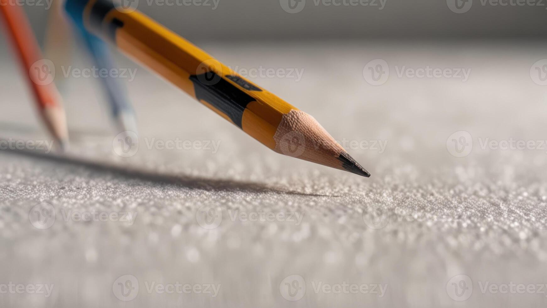 the tip of two pencils resting on top of paper, photo