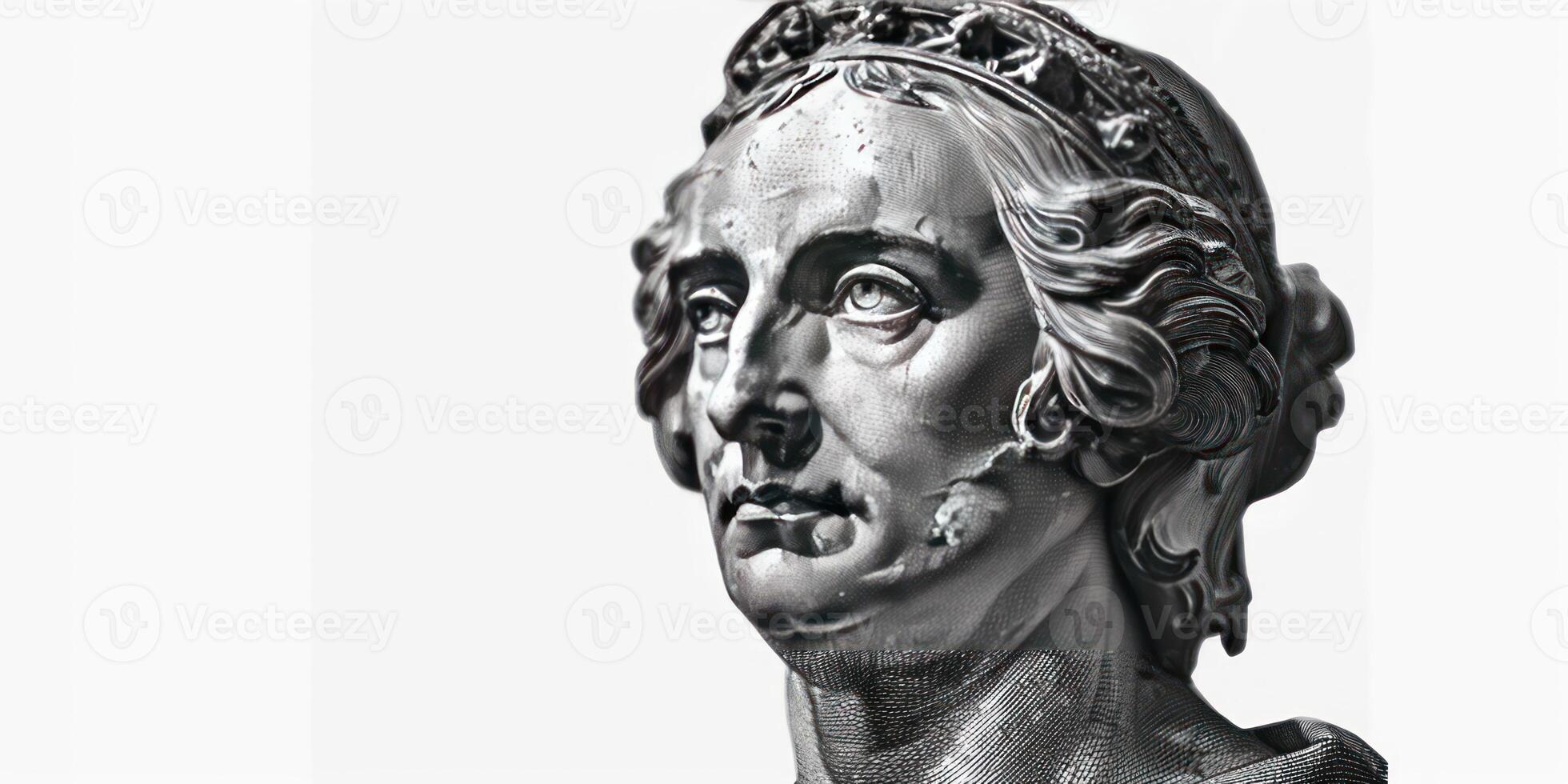 a statue on display with white background, photo