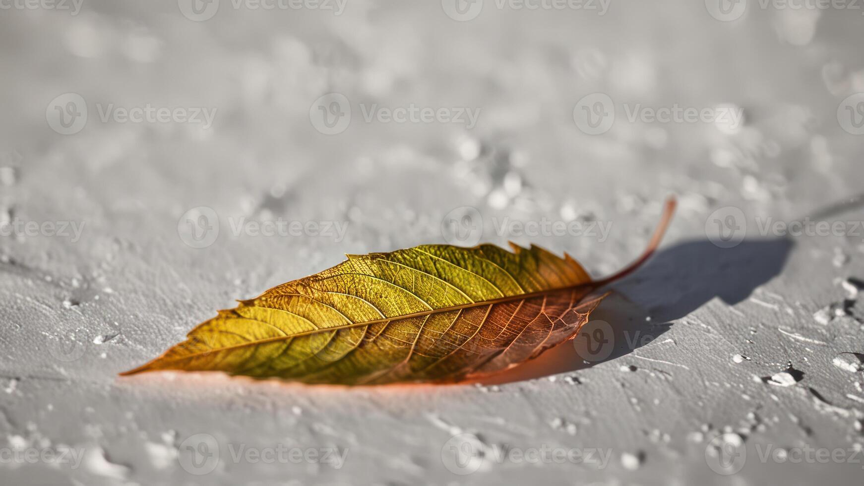 autumn leaf laying in the rain on ground, photo