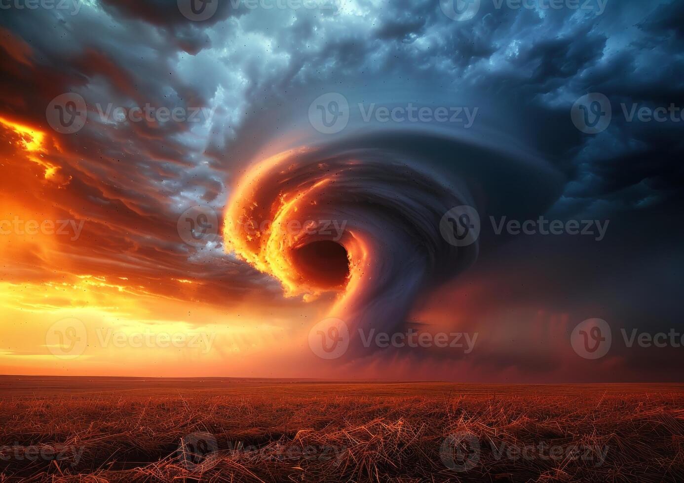 two storm clouds rolling in a large field, photo