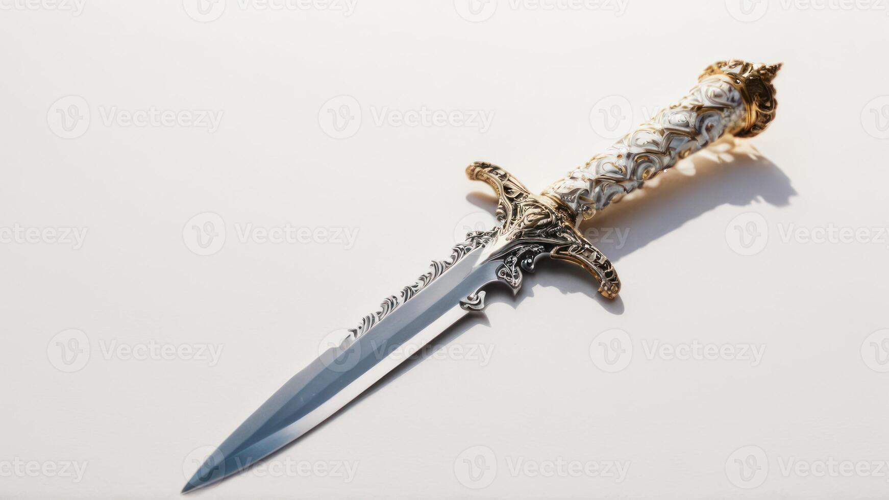 a dagger that is stuck in the ground, photo